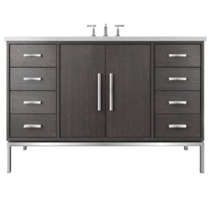 Vander 60″ Rift White Oak Single Extra Wide Bath Vanity In Gray Weathered