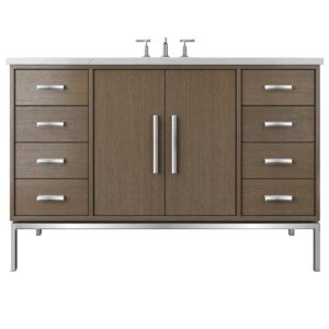 Vander 60″ Rift White Oak Single Extra Wide Bath Vanity In Smoked Modern