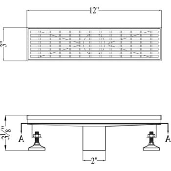 Dawn® Wheaton River Series - Linear Shower Drain 12"L In Polished satin - Image 2