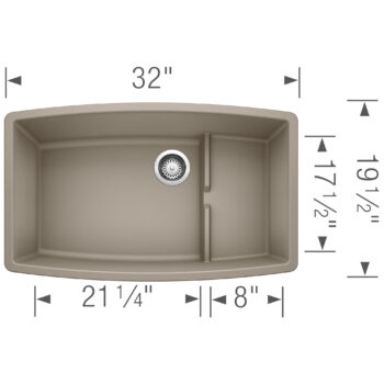 Blanco Performa Cascade SILGRANIT 32" Single Bowl Undermount Kitchen Sink with Colander - Truffle - Image 6