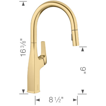 Blanco Rivana High-Arc Pull-Down Dual-Spray Kitchen Faucet 1.5 GPM - Satin Gold - Image 6