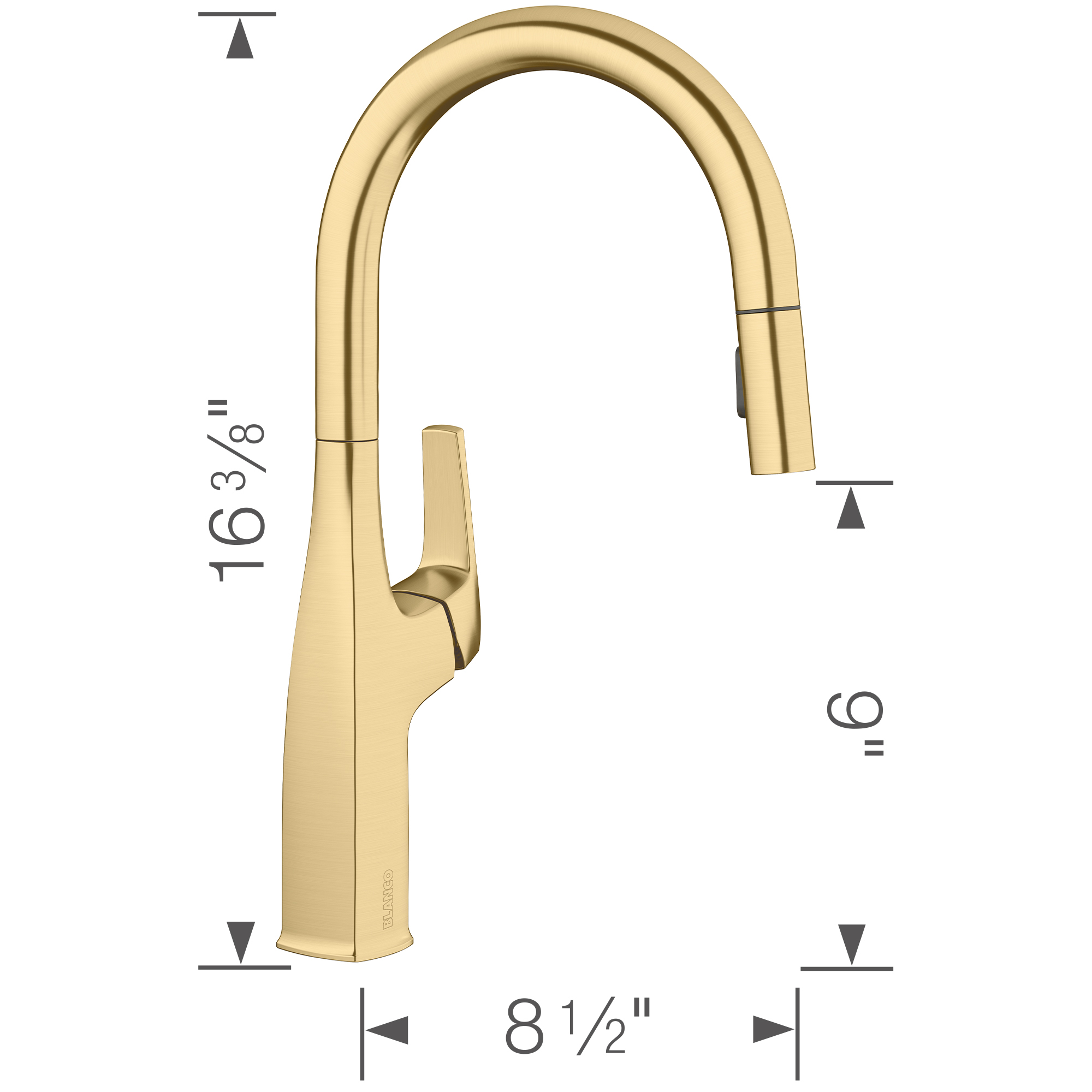 Blanco Rivana High-Arc Pull-Down Dual-Spray Kitchen Faucet 1.5 GPM - Satin Gold - Image 6