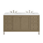 Chicago 60" Double Vanity, Walnut Whisper