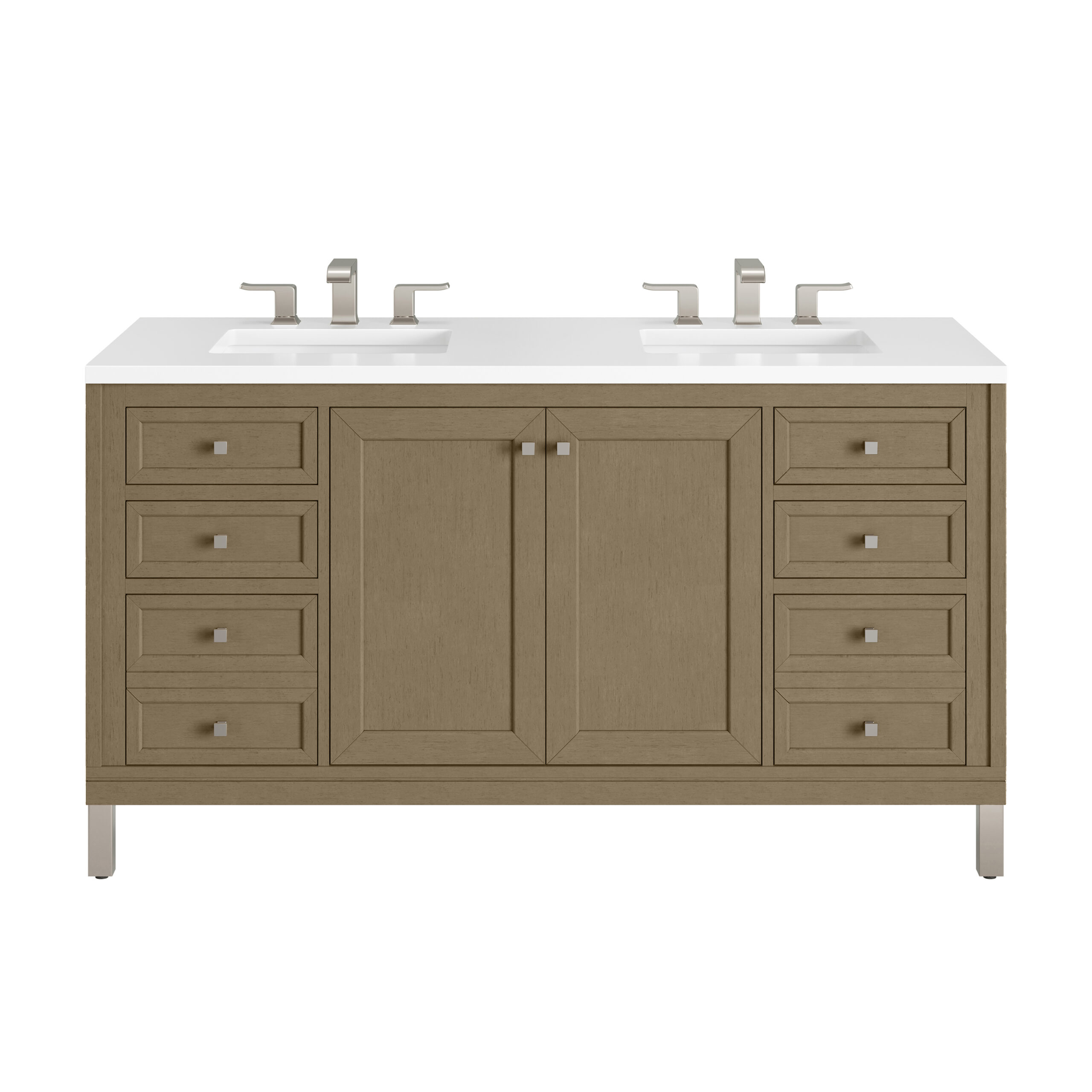 Chicago 60" Double Vanity, Walnut Whisper