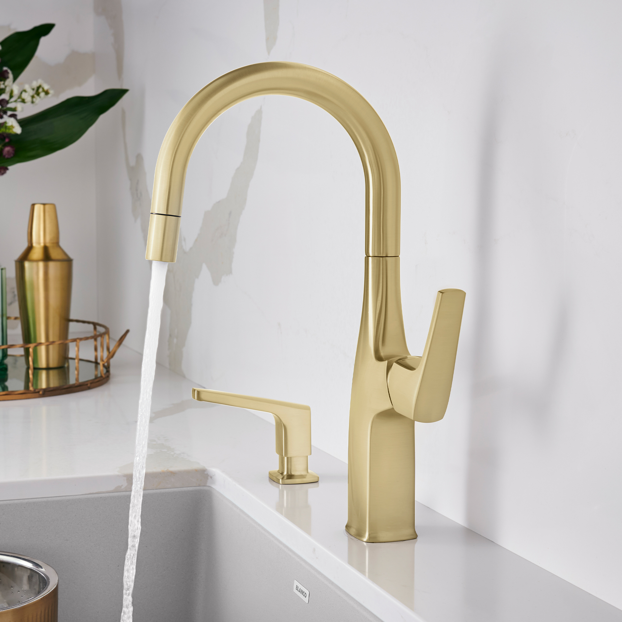 Blanco Rivana Pull-Down Bar Faucet 1.5 GPM - Satin Gold - Image 7
