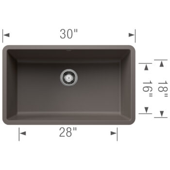 Blanco Precis SILGRANIT 30" Single Bowl Undermount Kitchen Sink - Volcano Gray - Image 6