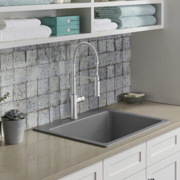 Blanco Liven SILGRANIT 25" Single Bowl Dual Mount Laundry Sink - Metallic Gray - Image 4