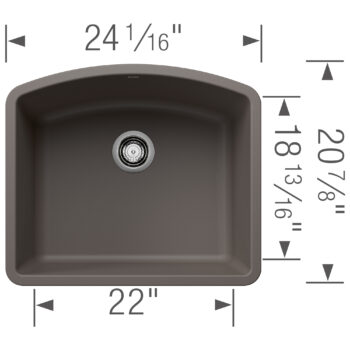 Blanco Diamond SILGRANIT 24" Single Bowl Undermount Kitchen Sink - Volcano Gray - Image 3