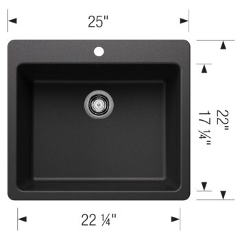 Blanco Liven SILGRANIT 25" Single Bowl Dual Mount Kitchen Sink - Anthracite - Image 3