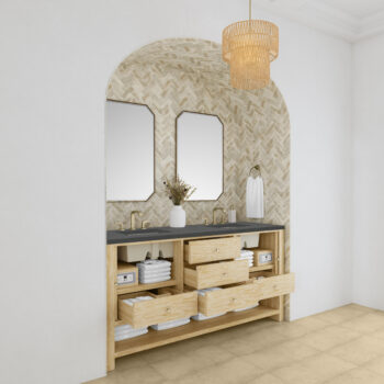 Marigot Single 72" Double Vanity, Sunwashed Oak w/ 3 CM Charcoal Soapstone Quartz Top - Image 4