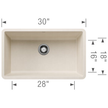 Blanco Precis SILGRANIT 30" Single Bowl Undermount Kitchen Sink - Soft White - Image 3