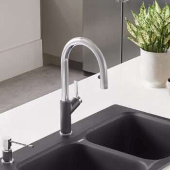 Blanco Urbena Pull-Down Dual-Spray Kitchen Faucet 1.5 GPM - Chrome/Cinder - Image 3