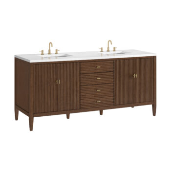 Myrrin 72" Double Vanity, Mid Century Walnut w/ 3 CM White Zeus Quartz Top - Image 8