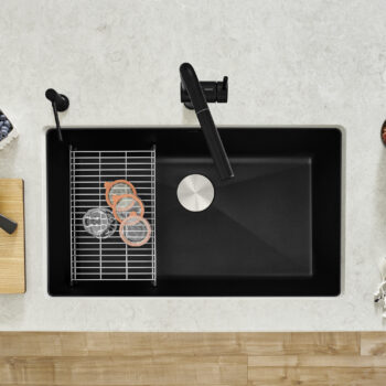 Blanco Precis SILGRANIT 32" Super Single Undermount Kitchen Sink - Coal Black - Image 4