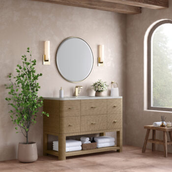Lucian 48" Single Vanity, Pebble Oak w/ 3 CM Victorian Silver Quartz Top - Image 3