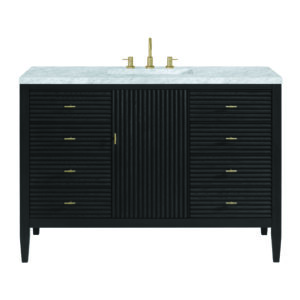 Myrrin 48″ Vanity, Carbon Oak w/ 3 CM Carrara White Marble Top