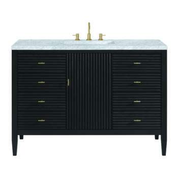 Myrrin 48" Vanity, Carbon Oak w/ 3 CM Carrara White Marble Top