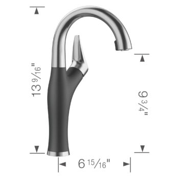 Blanco Artona Pull-Down Dual-Spray Bar Faucet 1.5 GPM - PVD Steel/Anthracite - Image 4