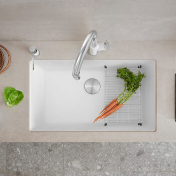 Blanco Precis SILGRANIT 32" Super Single Undermount Kitchen Sink - White - Image 5