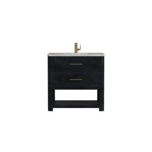 Lucian 36″ Single Vanity, Carbon Oak w/ 3 CM Victorian Silver Quartz Top