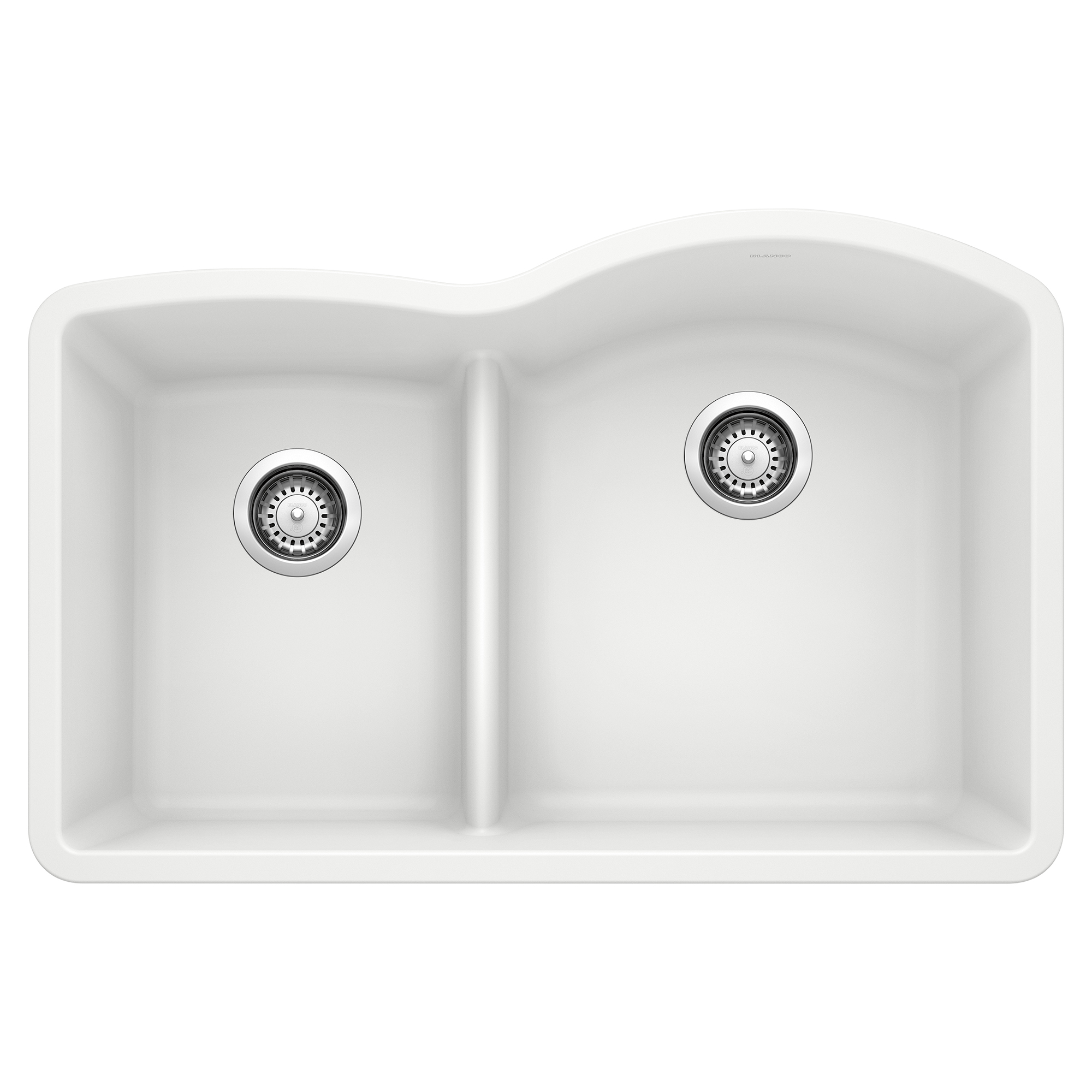 Blanco Diamond SILGRANIT 32" 40/60 Reverse Double Bowl Undermount Kitchen Sink with Low Divide - White