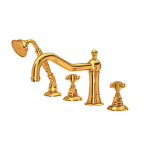 ROHL Acqui® 4-Hole Deck Mount Tub Filler In Italian Brass