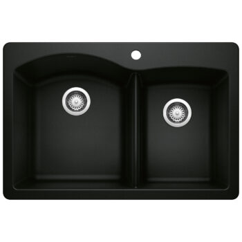 Blanco Diamond SILGRANIT 33" 60/40 Double Bowl Dual Mount Kitchen Sink - Coal Black