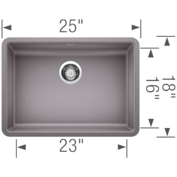 Blanco Precis SILGRANIT 25" ADA Single Bowl Undermount Kitchen Sink - Metallic Gray - Image 3