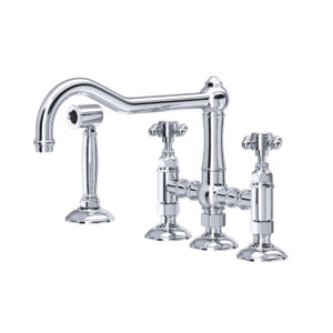 ROHL Acqui® Bridge Kitchen Faucet With Side Spray In Polished Chrome