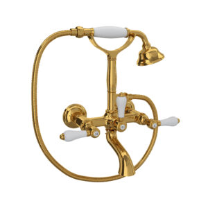 ROHL Exposed Wall Mount Tub Filler In Unlacquered Brass