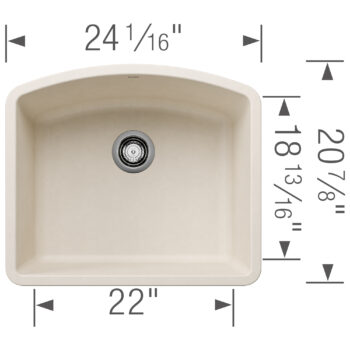 Blanco Diamond SILGRANIT 24" Single Bowl Undermount Kitchen Sink - Soft White - Image 3