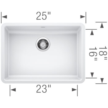 Blanco Precis SILGRANIT 25" ADA Single Bowl Undermount Kitchen Sink - White - Image 3