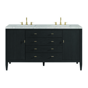 Myrrin 60″ Double Vanity, Carbon Oak w/ 3 CM Eternal Jasmine Pearl Quartz Top