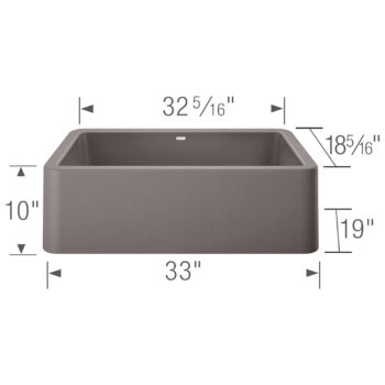 Blanco Ikon SILGRANIT 33" Single Bowl Apron-Front Farmhouse Sink - Metallic Gray - Image 7