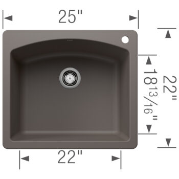 Blanco Diamond SILGRANIT 25" Single Bowl Dual Mount Kitchen Sink - Volcano Gray - Image 3