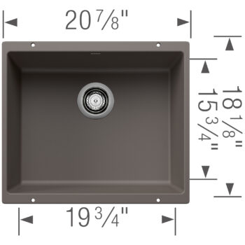 Blanco Precis SILGRANIT 21" Single Bowl Undermount Kitchen Sink - Volcano Gray - Image 3