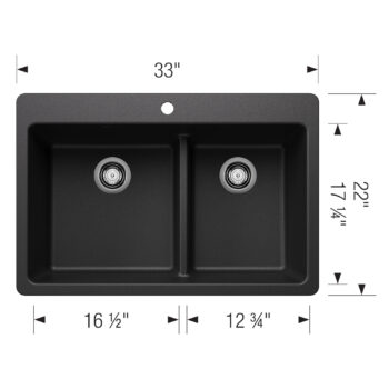 Blanco Liven SILGRANIT 33" 60/40 Double Bowl Dual Mount Kitchen Sink with Low Divide - Anthracite - Image 3