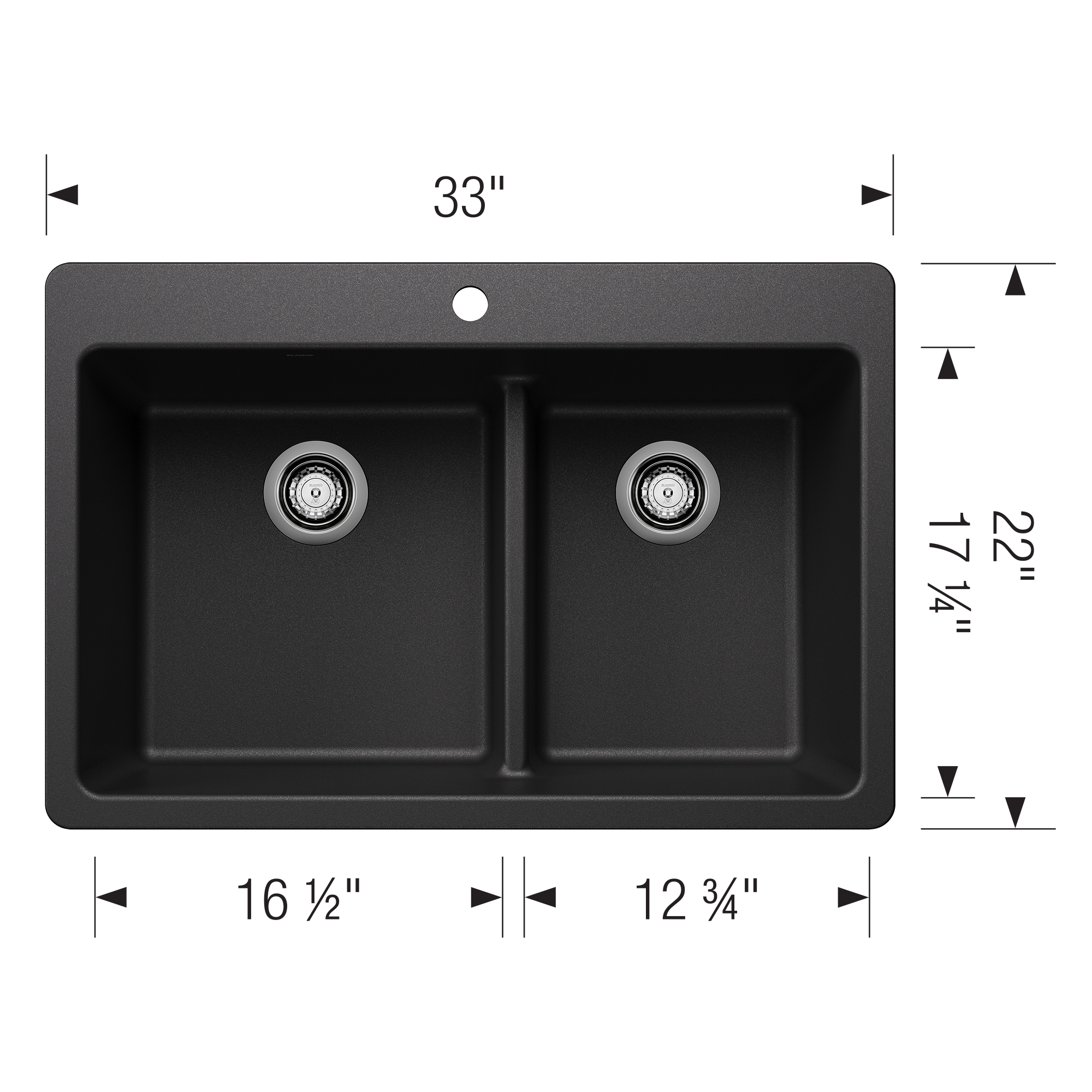 Blanco Liven SILGRANIT 33" 60/40 Double Bowl Dual Mount Kitchen Sink with Low Divide - Anthracite - Image 3
