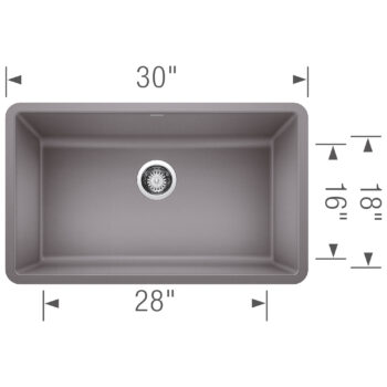 Blanco Precis SILGRANIT 30" Single Bowl Undermount Kitchen Sink - Metallic Gray - Image 4