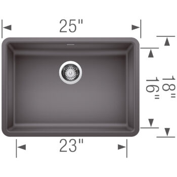 Blanco Precis SILGRANIT 25" ADA Single Bowl Undermount Kitchen Sink - Cinder - Image 6