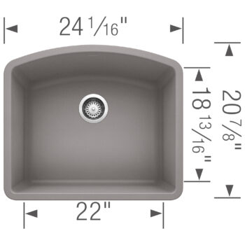 Blanco Diamond SILGRANIT 24" Single Bowl Undermount Kitchen Sink - Metallic Gray - Image 4