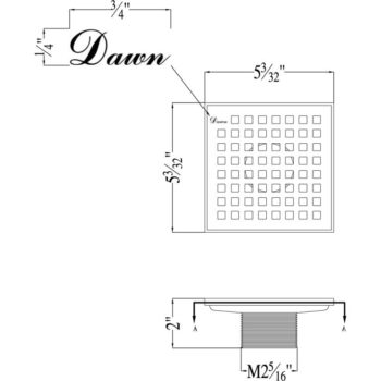 Dawn® Brisbane River Series - Square Shower Drain 5"L (Threaded) In Polished satin - Image 2