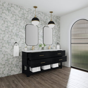 Lucian 72" Double Vanity, Carbon Oak w/ 3 CM White Zeus Quartz Top - Image 4