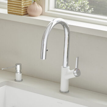 Blanco Urbena Pull-Down Dual-Spray Kitchen Faucet 1.5 GPM - Chrome/White - Image 5