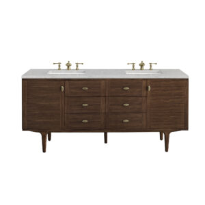 Amberly 72" Double Vanity, Mid-Century Walnut