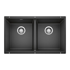 Blanco Precis SILGRANIT 29″ 50/50 Double Bowl Undermount Kitchen Sink – Anthracite
