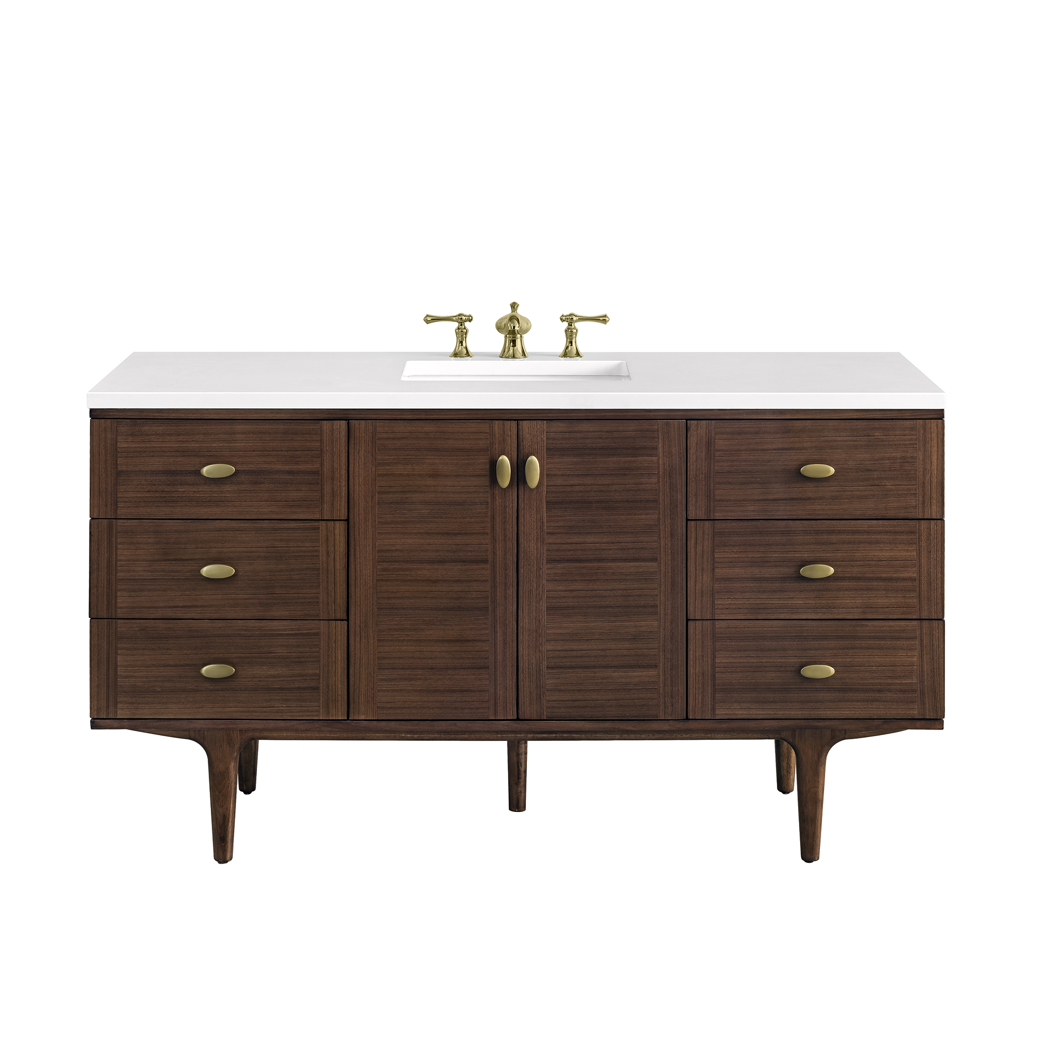 Amberly 60" Single Vanity, Mid-Century Walnut