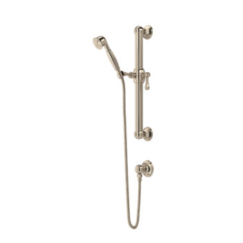 ROHL Handshower Set With 24" Grab Bar and Single Function Handshower In Satin Nickel