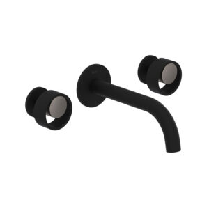 ROHL Eclissi™ Wall Mount Lavatory Faucet Trim With C-Spout In Matte Black/Satin Nickel