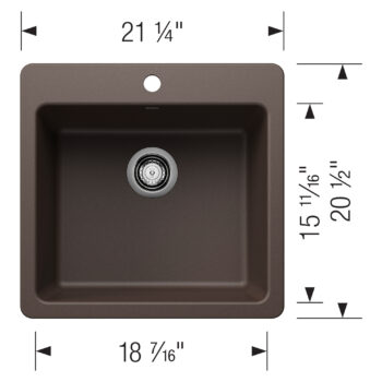 Blanco Liven SILGRANIT 21" Single Bowl Dual Mount Kitchen Sink - Café - Image 3